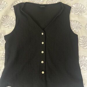 Enfocus Studio Black Textured Tank Top